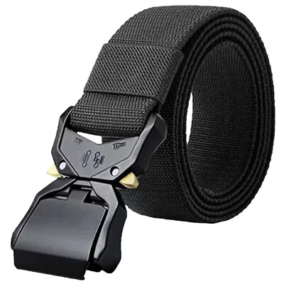 D555 Mens Dale Big Tall Kingsize Webbing Heavy Duty Tactical Belt - Black