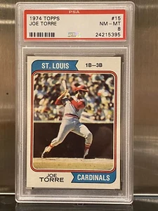 PSA 8 1974 TOPPS HOF #15 JOE TORRE {flawless old slab} Yankees Braves Cardinals - Picture 1 of 6