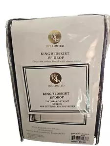 HCL King Bedskirt 15" Drop, Sateen (60% Cotton blend) 40% POLYESTER, 210 THREAD - Picture 1 of 3