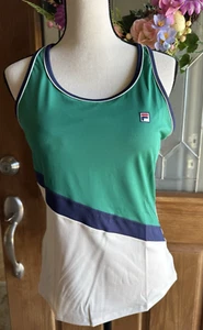FILA Womens Heritage Racerback Tennis Shirt Tank 50+ UPFblue/Greenretail $70 - Picture 1 of 12