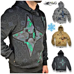 FELPA SPORTIVA CAPPUCCIO UOMO HD PRINT TECNICA CALDA INVERNALE TASCHE CASUAL EVG - Foto 1 di 20