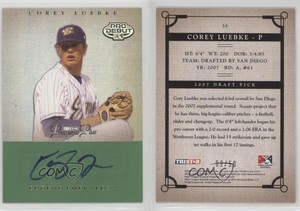 2007 TRISTAR Prospects Plus Green /50 Cory Luebke #35