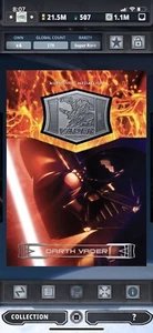Topps Star Wars Digital Card Trader Silver Darth Vader Medallion Insert - Picture 1 of 1
