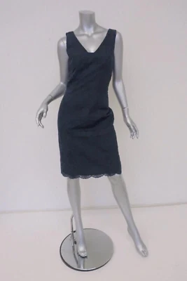 Vestido Tory Burch Cameron Azul Marino Bordado Encaje Talla 6 Festoneado-Dobladillo Funda Foto 1 de 4