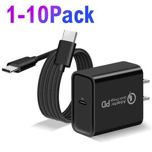 3FT Cable 20W Fast Charging Type C Wall Charger For Samsung Galaxy S25 S24 Ultra - Picture 1 of 20