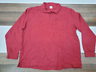 Haband Mens Xl Red Long Sleeve Polo Shirt Collared Casual Cotton Button Pocket
