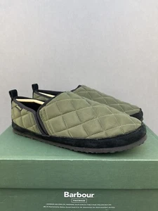 Barbour Quilted Slippers Mens UK 9 Olive Green Brand New Genuine Shoes RRP £70 - Picture 1 of 9