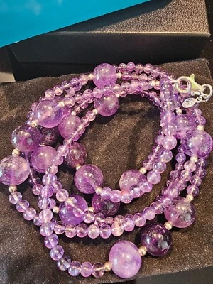OUTLET_COLLANA LUNGA, 106cm CON SFERE AMETISTA - Immagine 1 di 4