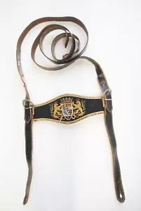 50/60er Antiquitäten Hosenträger Bayern Wappen Stickerei Handarbeit Lederhose - Bild 1 von 10