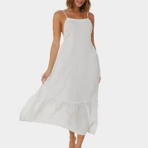 Tigerlily Australia Nicola Rosita White Cotton Gauze Midi Dress S NWT - Picture 1 of 10