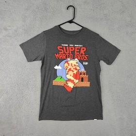 Super Mario Bros Shirt Boys XL Extra Large 18 20 Grey  Graphic Tee Nintendo NES