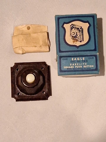 Bakelite Doorbell Push Button, Square No 143, Door Bell, Eagle Brown vintage Cover