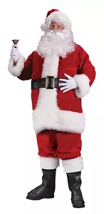 Traje de Santa Claus 7 piezas Peluche Piel Sintética Abrigo de Tela Pantalón Sombrero Bota Prendas para el torso Guantes de Cinturón - Imagen 1 de 1