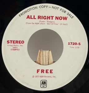 FREE 45 RPM ALL RIGHT NOW / THE STEALER—VG+ - Imagen 1 de 4