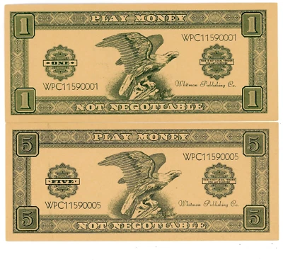 US/Play Money-Whitman Publishing Co ...  P-N.L ... 1-5 Dollar … 1960"S ... *UNC* - Image 1 of 2