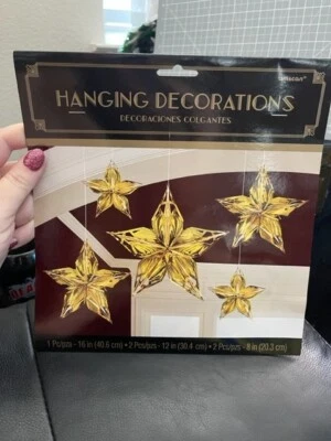 Amscan 291896 Brillo y Glamour Estrellas Metálicas Decoraciones Colgantes 5ct. ¡¡¡Nuevo!!!! Foto 1 de 2