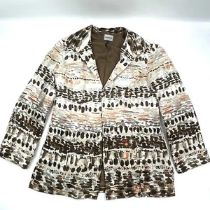 Chico's Abstracto Beige/Marrón Vestido de Oficina Abrigo Chaqueta Para Mujer Talla M - 2 - Imagen 1 de 10