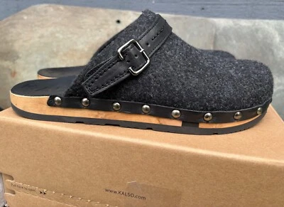 NIB KALSO Earth “Shanti” (10/41) Clog Negative Heel Black Wool with Strap - Image 1 of 4
