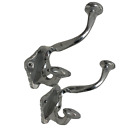2 Traditional Ball Hat Coat Hooks Double Hanging Hook Cast Chrome Plated 9.5" t