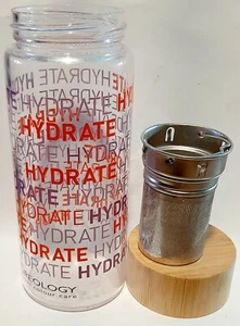 Pureology Hydrate Glass 15 oz Infuser Water Bottle With Metal Strainer Basket - Picture 1 of 2