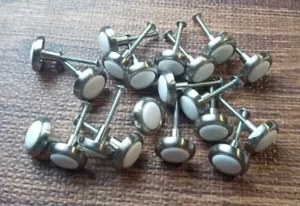 Schubladenschrankgriffe weiß Keramik/silberfarben Metall mit Schrauben 20er Set - Bild 1 von 6