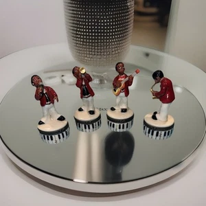 Set (4) Vintage Hand painted Jazz Players Trinket Boxes Each W/porcelain Trinket - Picture 1 of 7