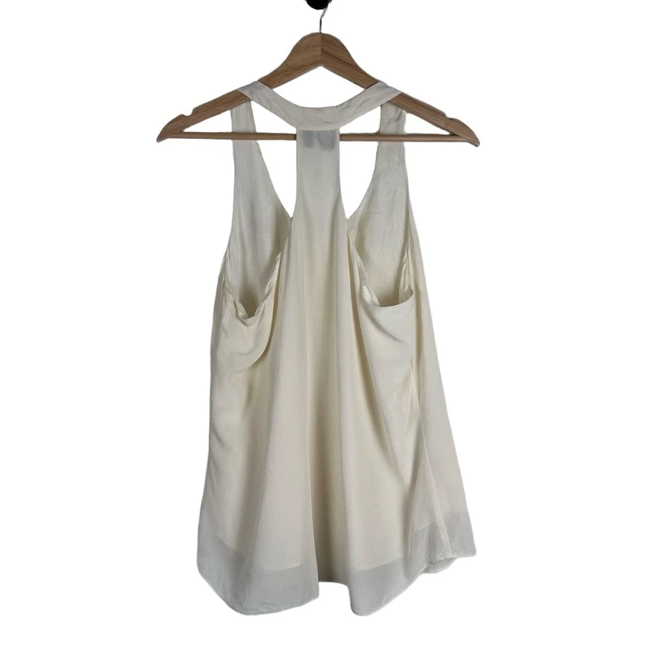 Camiseta sin mangas Eileen Fisher para mujer talla pequeña crema forrada de seda minimalista de lujo Foto 1 de 4