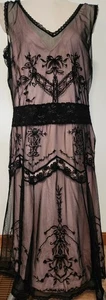 Newport News abito nero rosa trasparente slip midi flapper fata capricciosa taglia 18 - Foto 1 di 16