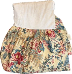 Ralph Lauren Tangier Bedskirt Queen Size Dust Ruffle Floral Red Green Gold Blue - Picture 1 of 6