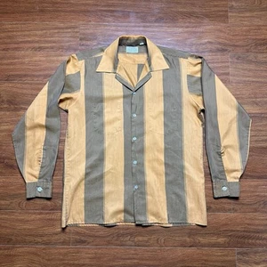 Vtg Manhattan Custom Limited Button Shirt M 15 - 15 1/2 Stripe Pocket Tee 70s - Picture 1 of 12