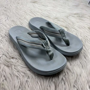 Chaco Women's 8 Chillos Flip Flop Sandals Gray Blue Comfort Casual Beach - Picture 1 of 6