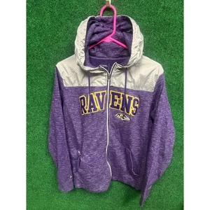 Baltimore Ravens Gray & Purple Sz Medium Full Size Hoodie Sweatshirt UNISEX NFL - Picture 1 of 6