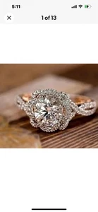 Vergoldeter runder Strass Ring ~ Verlobung Versprechen Cocktail ~ Größe 9 erstaunlich - Bild 1 von 12