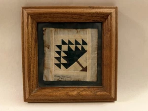 Marco de roble sembrado de árbol Cindee Robinson firmado cuadrado acolchado enmarcado 1987 6,75"x6,75" - Imagen 1 de 9