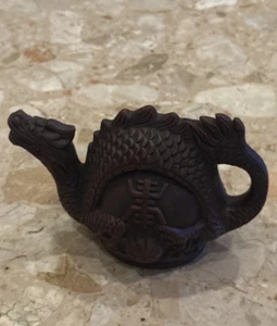 Chinese Asian Dragon Clay Teapot Yixing Zisha Style 4x7.5" Ceramic Bottom Fill - Picture 1 of 7