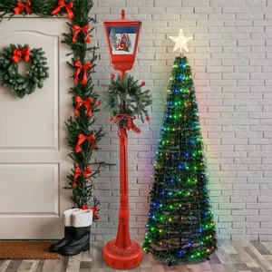 Lampione Natale Natalizio 195 cm Decorazione Suoni Mini Lucciole e ghirlanda - Foto 1 di 4