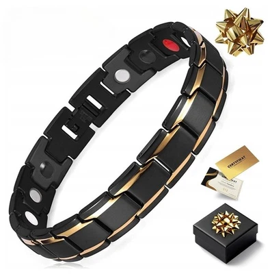 Herren Magnetarmband Schwarz Gold – Wellness Energie Schmuck – Stark & Elegant - Bild 1 von 4