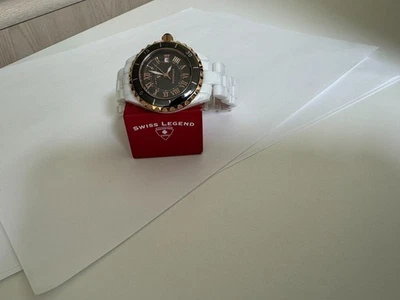 女士 Swiss Legend Karamica 白色陶瓷 SL-10049-WWGR 手表 34 毫米 — 第 1/4 张图片