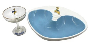 Vintage Babycham Beswick Ceramic Bowl Serving Dish & Glass - Picture 1 of 12