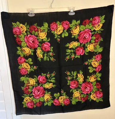 Bufanda Vintage Baar & Beards Lana Rosas Japón Colores Vibrantes Foto 1 de 3