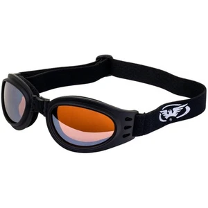 Adventure Folding Motorcycle Goggles Gloss Black Frames with Driving Mirror L... - Picture 1 of 9