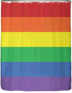 Shower Swag Pride Rainbow Fabric Shower Curtain with 12 White Hooks - 72" x 72" - Picture 1 of 5
