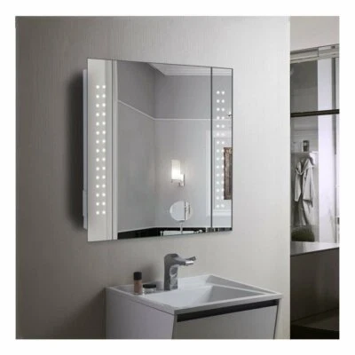 60 LED LIGHT BATHROOM MIRROR CABINET SHAVER SOCKET DEMISTER w/ SENSOR  - Image 1 of 4