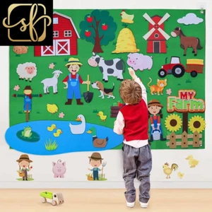 Juego de tableros ocupados de historia de fieltro para niños pequeños preescolar granja temática temprana - Imagen 1 de 7