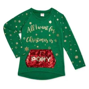 Holiday Time Girls Sequin Pocket Christmas Sweater Knit Top Size XS 4-5 - Picture 1 of 3