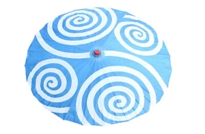 Paraguas de papel 32" azul cielo patrón espiral estilo japonés con mango de madera - Imagen 1 de 6