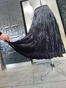Vintage EVE HUNTER 18 Xxl black crushed velvet long flared skirt Gothic Punk - Picture 1 of 6