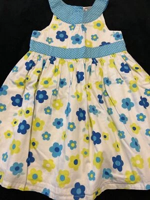 Laura Ashley Girls Spring/Summer Dress White With Flowers Polka Dot Trim Sz 4 - Image 1 of 4