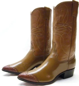 WOMENS VTG JUSTIN BROWN LIZARD WINGTIP LEATHER COWBOY WESTERN BOOTS SZ 5C 5 C - Picture 1 of 1