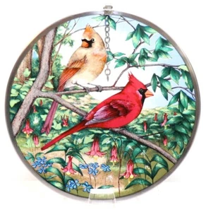 Stained Glass Vintage Two Northern Cardinals, Toronto Stained Glass Company, - Picture 1 of 9